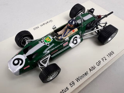 1:43 Spark S4277 Lotus 59B F2 Albi GP 1969 Winner #4 G. Hill