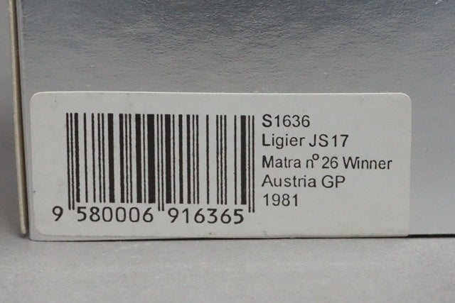 1:43 Spark S1636 Ligier JS17 Matra Austrian GP 1981 #26 J. Laffey Gitane model car