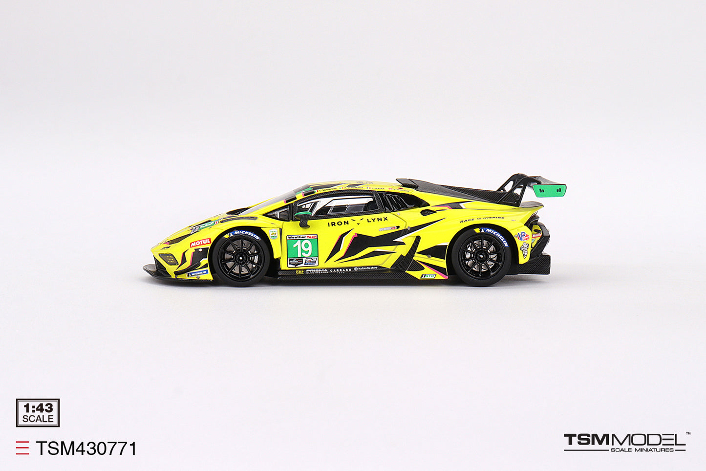 [ Back-order ] TSM TSM430771 1:43 Lamborghini Huracan GT3 EVO2 IMSA Daytona 2023 #19 Iron Lynx model car