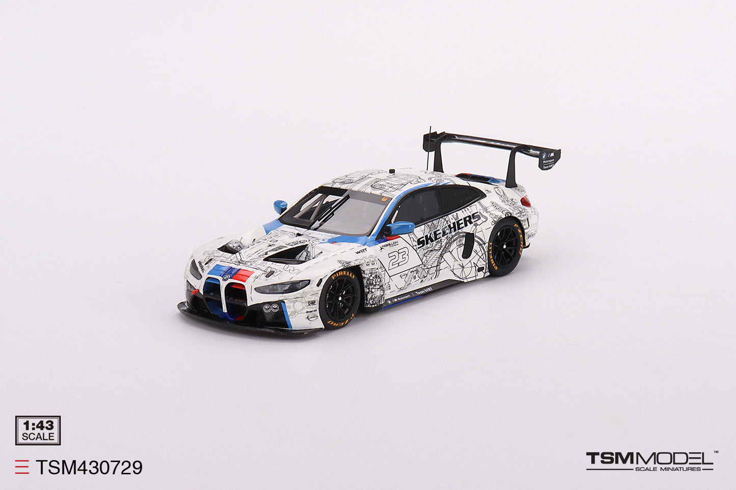[ Back-order ] TSM TSM430729 1:43 BMW M4 GT3 Test Livery 2022 #23 BMW M Team WRT model car