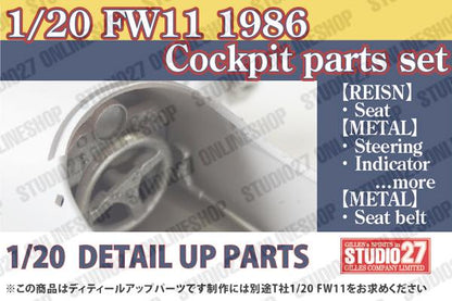 [ Back-order ] STUDIO27 FP20128 1:20 FW11 Cockpit parts set for TAMIYA1:20FW11 Detail Up Parts