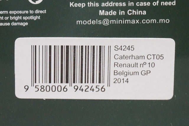 1:43 SPARK S4245 Caterham CT05 Renault Belgian GP 2014 #10 A.Lotterer