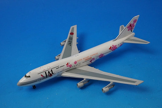 1:400 B747-300 JAL Super Resort Express Okinawa Risoccia Pink JA8187 GJJAL008 Gemini