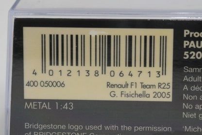 1:43 MINICHAMPS 400050006 Renault F1 Team R25 2005 #6 G. Fisichella model car