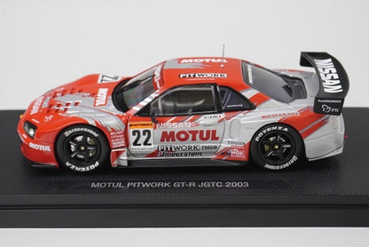 1:43 EBBRO P413 MOTUL Pitwork Skyline GT-R JGTC 2003 #22 Red/Silver model car