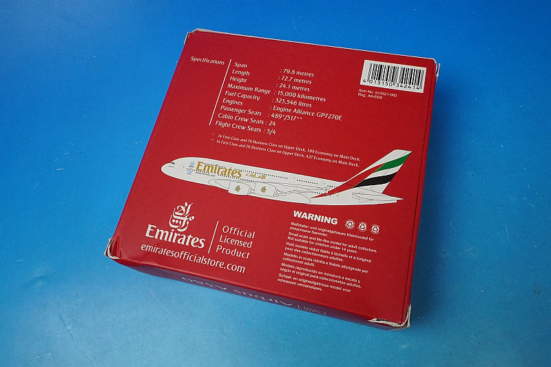 1:500 A380-800 Emirates Dubai 2020 A6-EEB 514521-002 Herpa airplane model