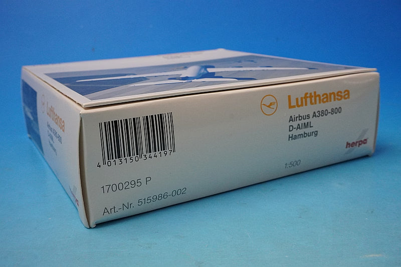 1:500 A380-800 Lufthansa Hamburg D-AIML 515986-002 Herpa airplane model