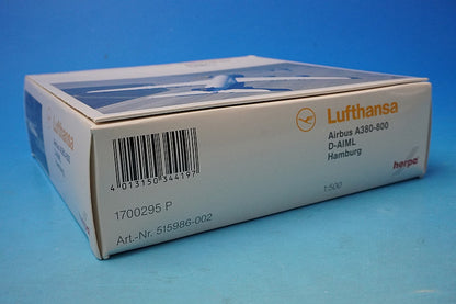 1:500 A380-800 Lufthansa Hamburg D-AIML 515986-002 Herpa airplane model
