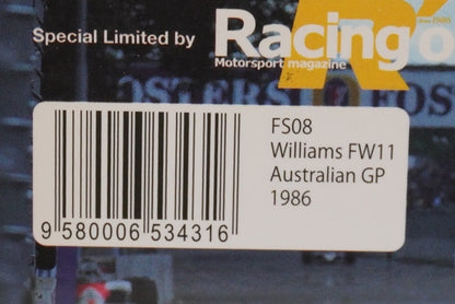 1:43 SPARK FS08 Williams FW11 Australia GP Nigel Mansell 1986 #5 Racing On