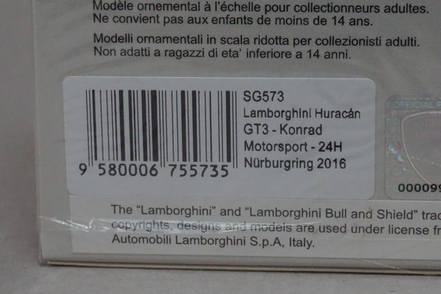 1:43 SPARK SG573 Lamborghini Huracan GT3 #25 Konrad Motorsport 24h Nurburgring 2016 #25