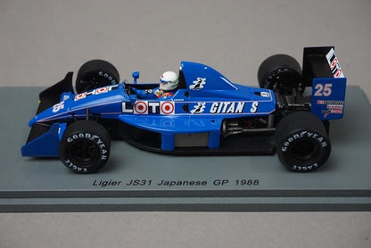 1:43 SPARK S3968 Ligier JS31 #25 Japan GP 1988 R.Arnoux