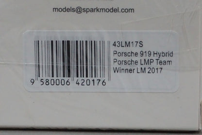 1:43 SPARK 43LM17S Porsche 919 Hybrid #2 Le Mans 2017 Win LMP Team T.Bernhard