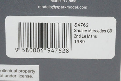 1:43 SPARK S4762 Sauber Mercedes C9 2nd Le Mans 1989 #61