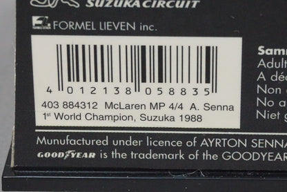 1:43 MINICHAMPS 403884312 McLaren Honda MP4/4 World Champion A.Senna 1988 #12