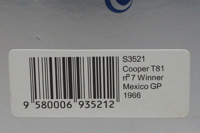 1:43 SPARK S3521 Cooper T81 Mexican GP 1966 Winner #7 John Surtees