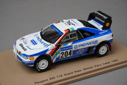 1:43 SPARK S5616 Peugeot 405 T16 Grand Raid Dakar Paris Winner 1989 #204 model car