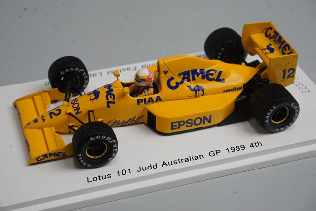 1:43 SPARK ROMU013 Lotus 101 Judd Australia GP 4th Satoru Nakajima 1989 #12 CAMEL