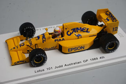 1:43 SPARK ROMU013 Lotus 101 Judd Australia GP 4th Satoru Nakajima 1989 #12 CAMEL