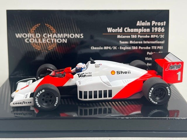 1:43 MINICHAMPS 436860001 McLaren TAG Porsche MP4/2C 1986 World Champion #1 A.Prost model car