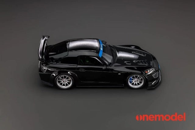 [ Pre-order ] 23A03-01A onemodel 1:18 Honda S2000 Spoon Street Cavon Bonnet Version Black with Titanium Silver Wheels