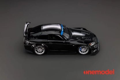 [ Pre-order ] 23A03-01A onemodel 1:18 Honda S2000 Spoon Street Cavon Bonnet Version Black with Titanium Silver Wheels