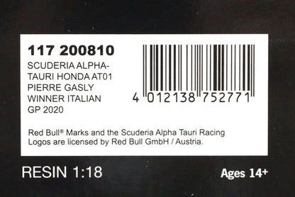 1:18 MINICHAMPS 117200810 Scuderia Alfatauri Honda AT01 Italy GP 2020 Winner #10 P.Gasly