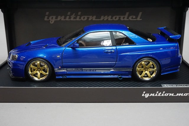 1:18 ignition model IG1472 Nissan TOP SECRET GT-R BNR34 Blue model car