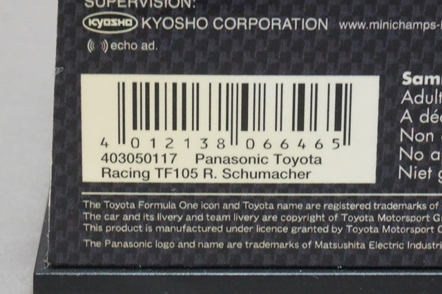 1:43 MINICHAMPS 403050117 Kyosho Panasonic Toyota Racing TF105 R. Schumacher #17