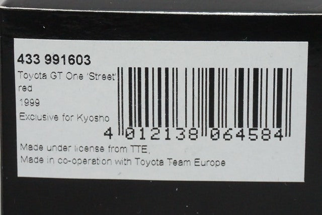 1:43 MINICHAMPS 433991603 KYOSHO Special Order Toyota GT One Street 1999