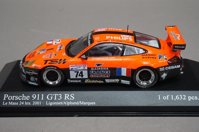 1:43 MINICHAMPS 400016974 Porsche 911 GT3-RS LM 24h 2001 #74