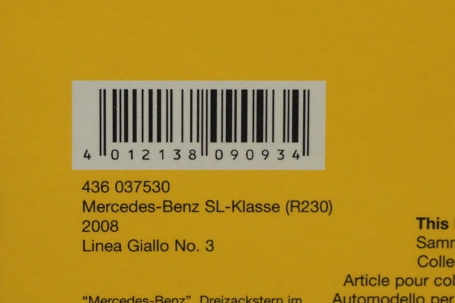 1:43 MINICHAMPS 436037530 Mercedes-Benz SL-Klasse (R230) 2008 Linea Giallo No.3