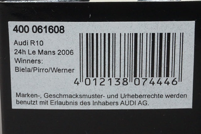 1:43 MINICHAMPS 400061608 Audi R10 24h LM Winner 2006 #8