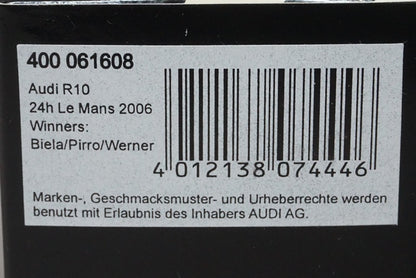 1:43 MINICHAMPS 400061608 Audi R10 24h LM Winner 2006 #8