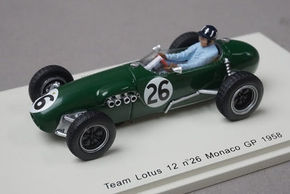 1:43 SPARK S1833 Team Lotus 12 Monaco GP 1958 #26 G. Hill model car