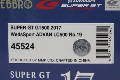 1:43 EBBRO 45524 Lexus WedsSport ADVAN LC500 Super GT GT500 2017 #19