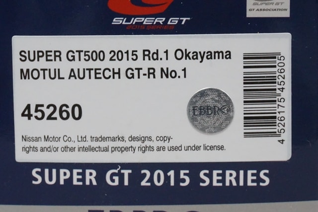 1:43 EBBRO 45260 Nissan MOTUL AUTECH GT-R Super GT500 Rd.1 Okayama 2015 #1