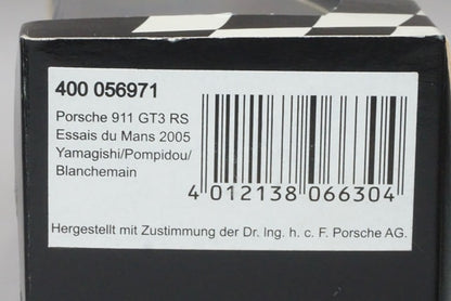 1:43 MINICHAMPS 400056971 Porsche 911 GT3 RS Essais du Mans 2005 #91