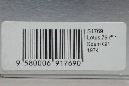 1:43 SPARK S1769 Lotus 76 Spain GP 1974 #1 JPS Spec Decal attached