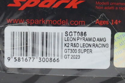 1:43 SPARK SGT086 LEON PYRAMID AMG - K2 R&D LEON RACING Naoya Gamo/Takuro Shinohara GT 300 Super GT 2023 #65