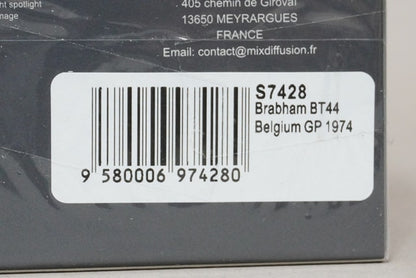 1:43 SPARK S7428 Brabham BT44 C.Reutemann Belgian GP 1974 #7
