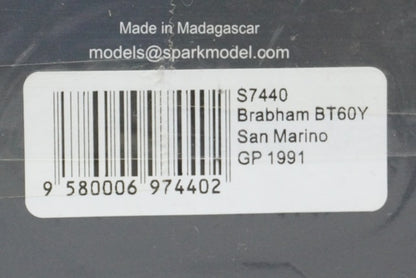1:43 SPARK Brabham BT60Y M.Brundle San Marino GP 1991 #7
