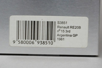 1:43 SPARK S3851 Renault RE20B Argentine GP 3rd 1981 #15