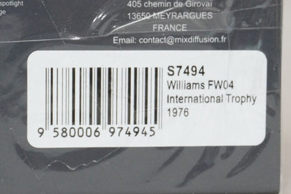 1:43 SPARK S7494 Williams FW04 B.McGuire International Trophy 1976 #41