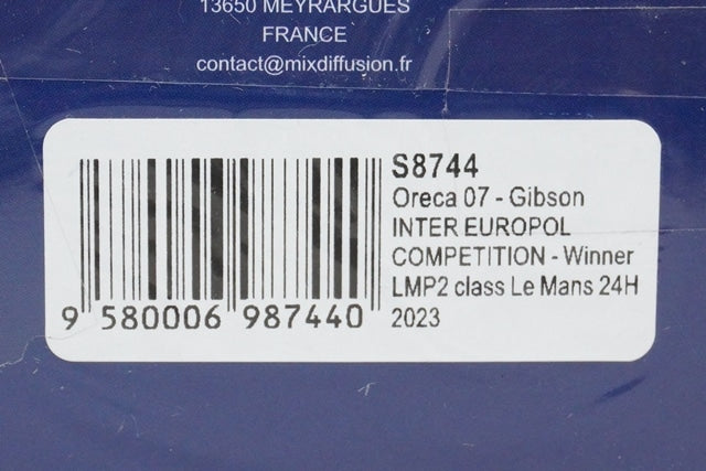 1:43 SPARK S8744 Oreca 07 Gibson Inter Europol Competition Le Mans Class winner 2023 #34