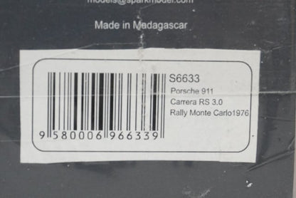 1:43 SPARK S6633 Porsche 911 Carrera RS 3.0 Monte Carlo 1976 7th #23