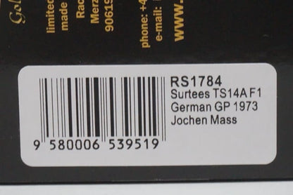 1:43 SPARK RS1784 Surtees TS14A Cosworth F1 German GP 1973 #31 Raceland