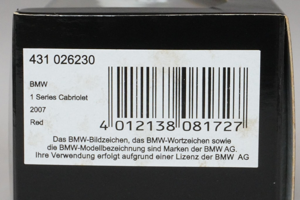 1:43 MINICHAMPS 431026230 BMW 1 Series Cabriolet 2007 Red