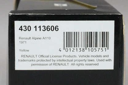 1:43 MINICHAMPS 430113606 Alpine Renault A110 1971 Yellow