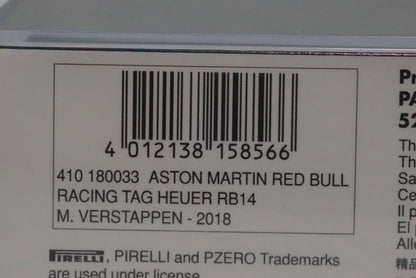 1:43 MINICHAMPS 410180033 Aston Martin Red Bull Racing TAG Heuer RB14 2018 #33 M. Verstappen