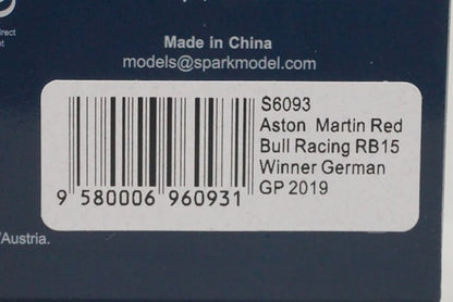 1:43 SPARK S6093 Aston Martin Red Bull Racing RB15 German GP Winner 2019 #33